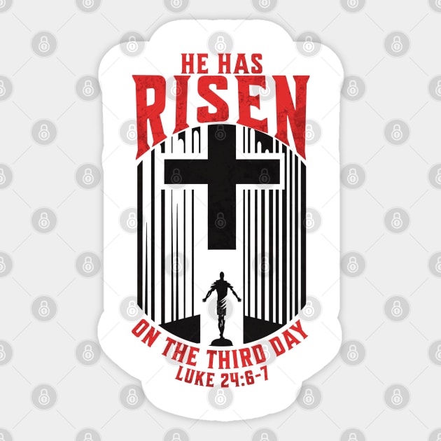 He Has Risen Matthew 28:6 Bible Verse for Easter V2 Sticker by Family journey with God